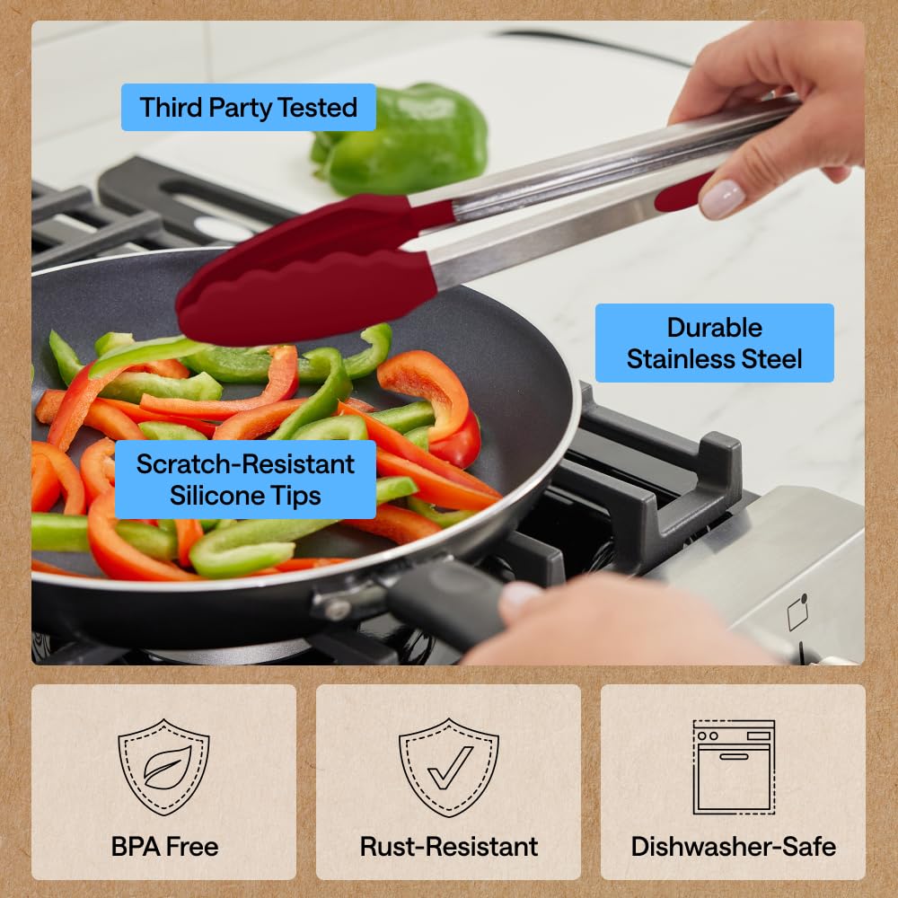 GORILLA GRIP Stainless Steel Kitchen Tongs for Cooking, 2 PK, Turquoise Father Jim Norris notebooks