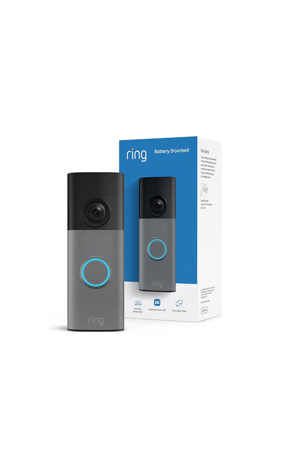 Ring Battery Doorbell 2K (newest model) Retinal 2K with wide-angle video, up to 6x Enhanced Zoom, Two-Way Talk, and Built-In Battery, Matte Mocha Father Jim Norris notebooks