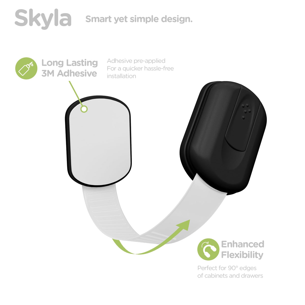 SKYLA HOMES Cabinet Strap Locks for Baby Proofing, 8 Pack, White