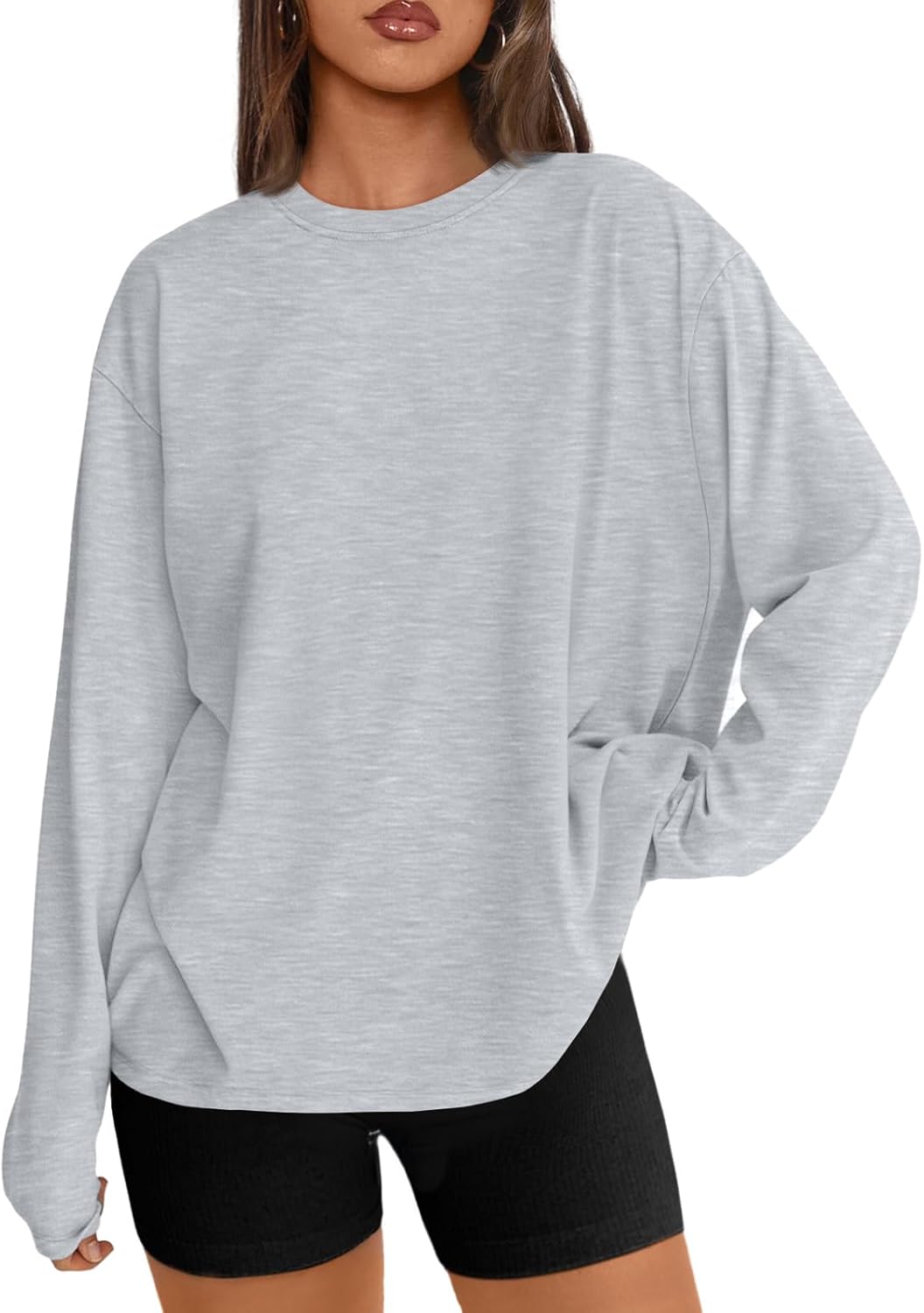 Trendy Queen Womens Oversized Long Sleeve Shirts Fall Tops 2026 Basic Tee