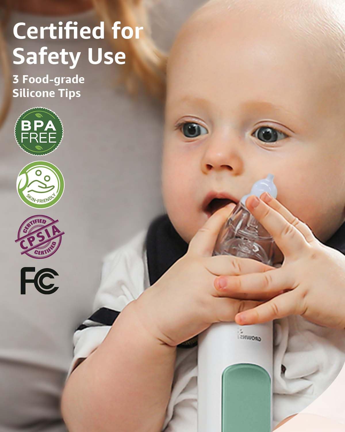 GROWNSY Baby Nasal Aspirator, Electric Nose Sucker, Powerful Suction,Grey