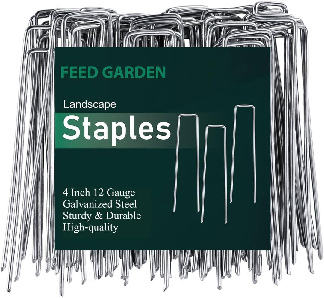 FEED GARDEN 4 Inch 25 Pack Galvanized Landscape Staples 12 Gauge Anti-Rust Garden Stakes Landscaping Fabric SOD Pins Yard Stakes for Weed Barrier Fabric Father Jim Norris notebooks