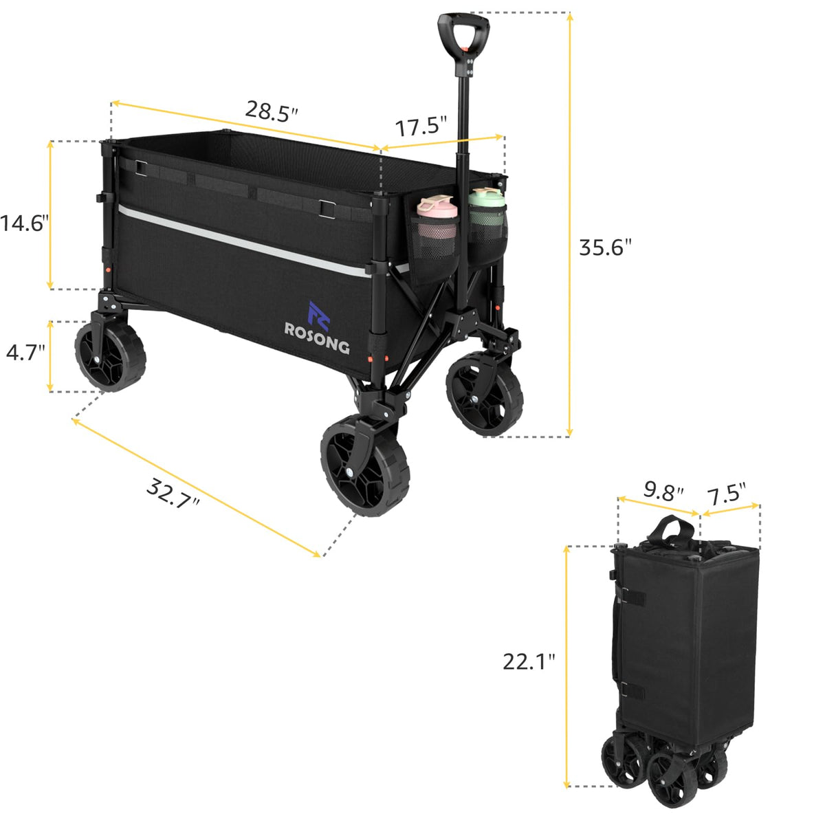 ROSONG Collapsible Wagon Cart with Wheels Foldable - Folding Utility Heavy Duty Wagons Carts for Grocery Sports Garden Shopping Camping Wheelbarrows (Pink, 120L) Father Jim Norris notebooks