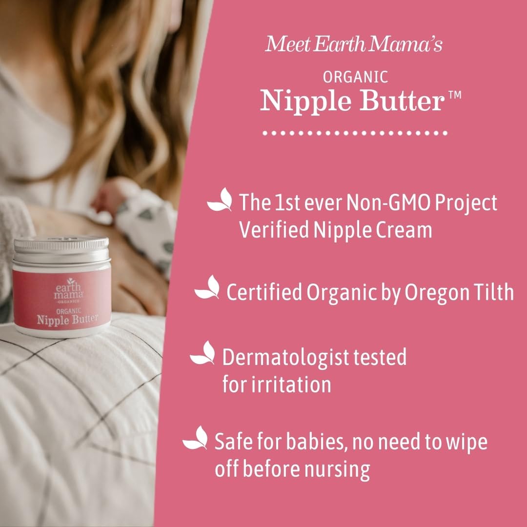 Earth Mama Organic Nipple Butter, Lanolin-Free Breastfeeding Cream, 2 fl oz