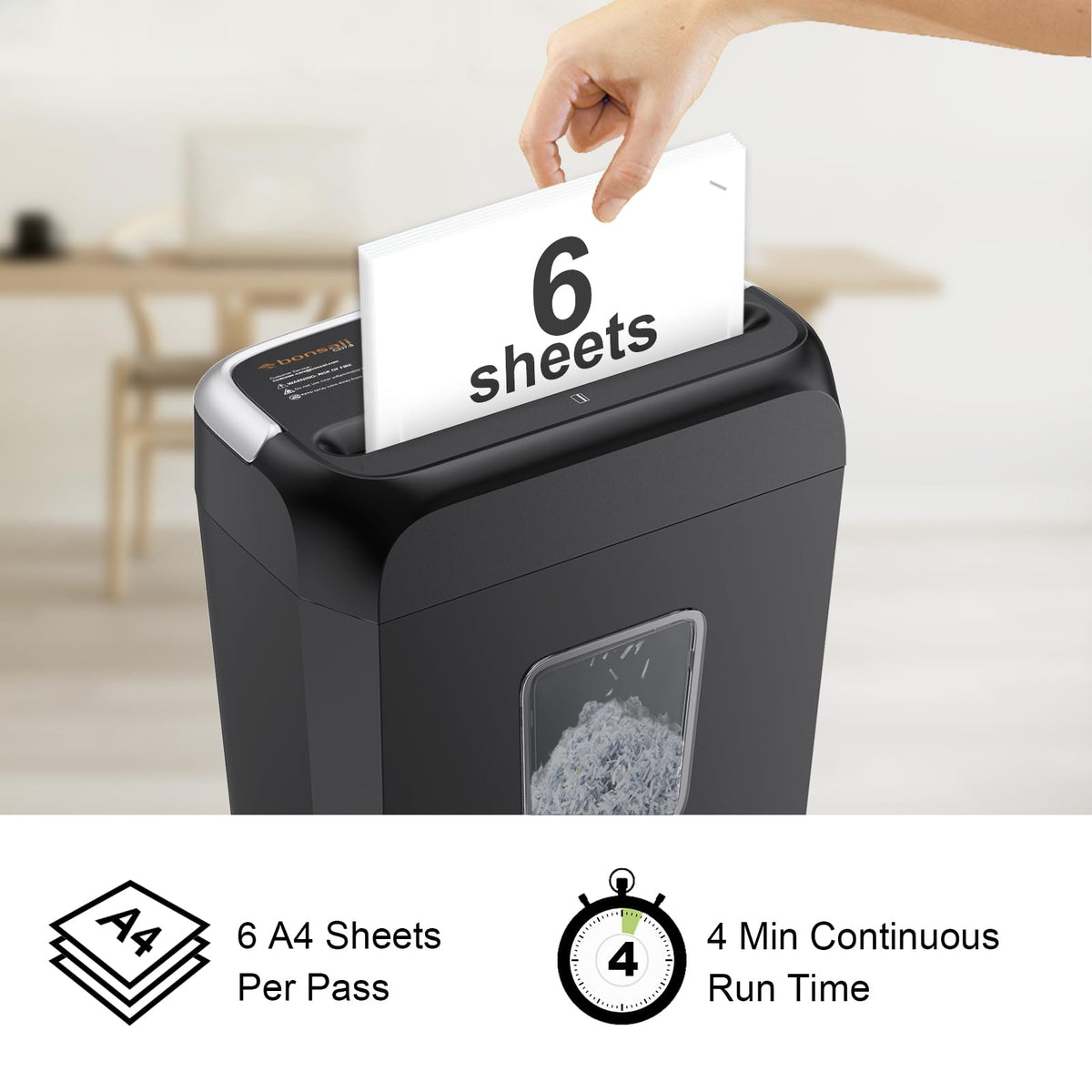 Bonsaii 6-Sheet Micro Cut Paper Shredder for Home, High Security Level P-4 Father Jim Norris notebooks