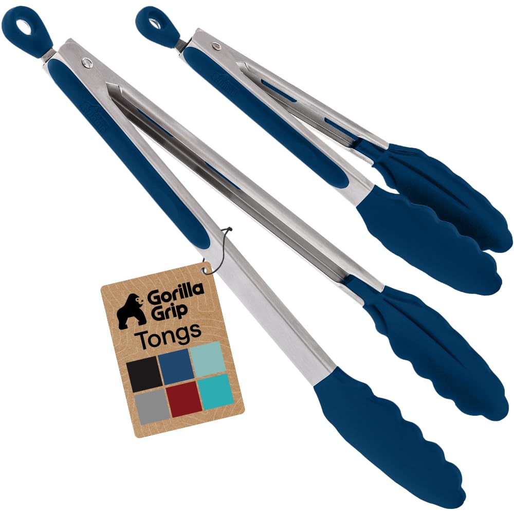 GORILLA GRIP Stainless Steel Kitchen Tongs for Cooking, 2 PK, Turquoise Father Jim Norris notebooks