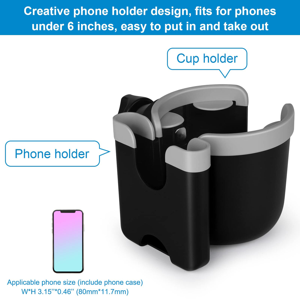 Accmor Stroller Cup Holder with Phone Holder, Bike Cup Holder, Walker Scooter Wheelchair Cup Holder Attachment, Universal Cup Holder for Uppababy Graco Strollers