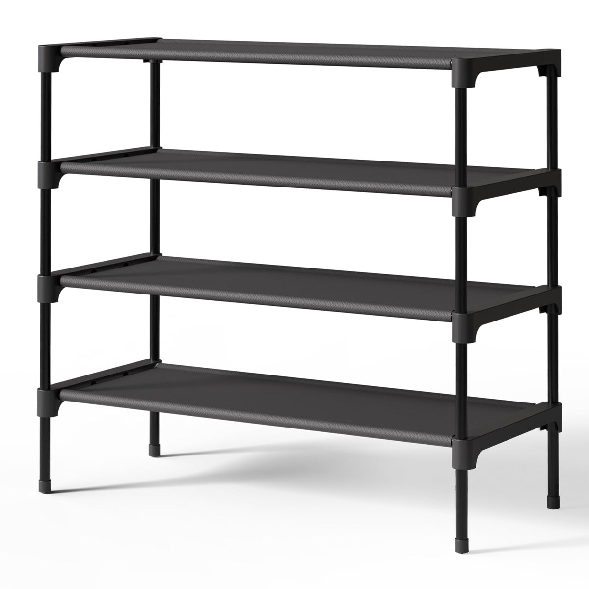 Kitsure Shoe Rack - Non-Woven Shoe Rack Shelf, Shoe Organizer for Closet, Entryway, Garage & Corridor, Stackable Shoe Shelves, 27.5" Wide - 2 Tier, Black