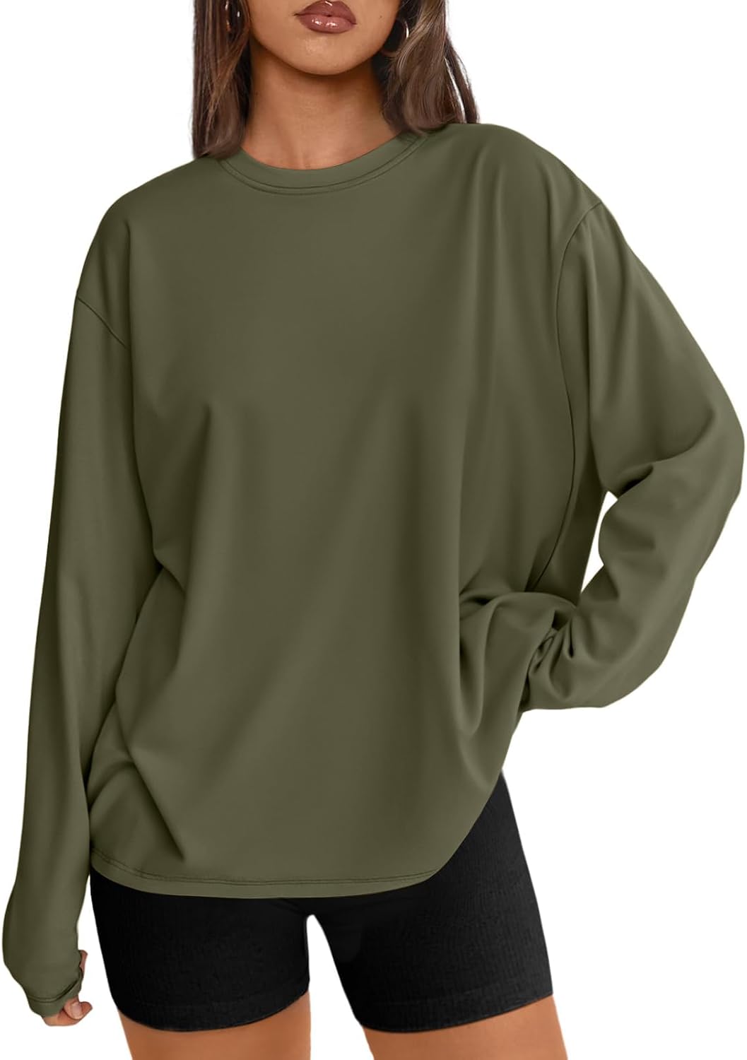 Trendy Queen Womens Oversized Long Sleeve Shirts Fall Tops 2026 Basic Tee
