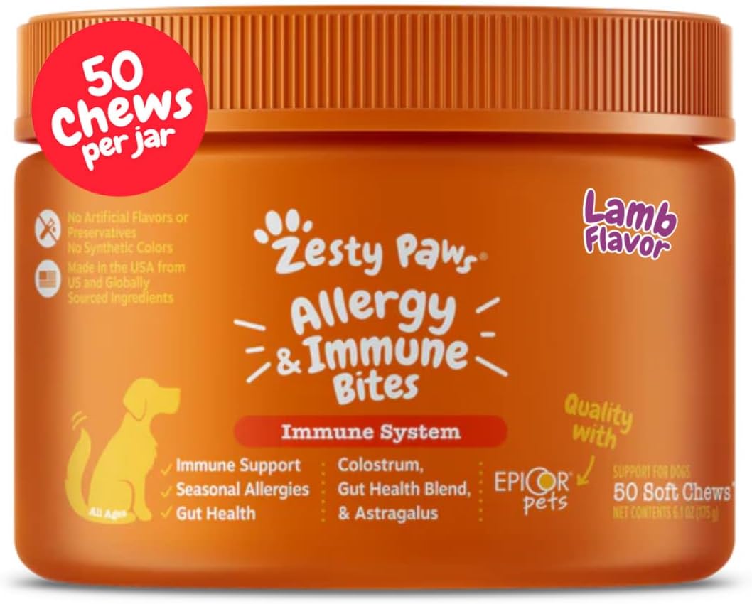 Zesty Paws Dog Allergy Chews - Dog Allergy Relief, Lamb, 90 Ct Father Jim Norris notebooks