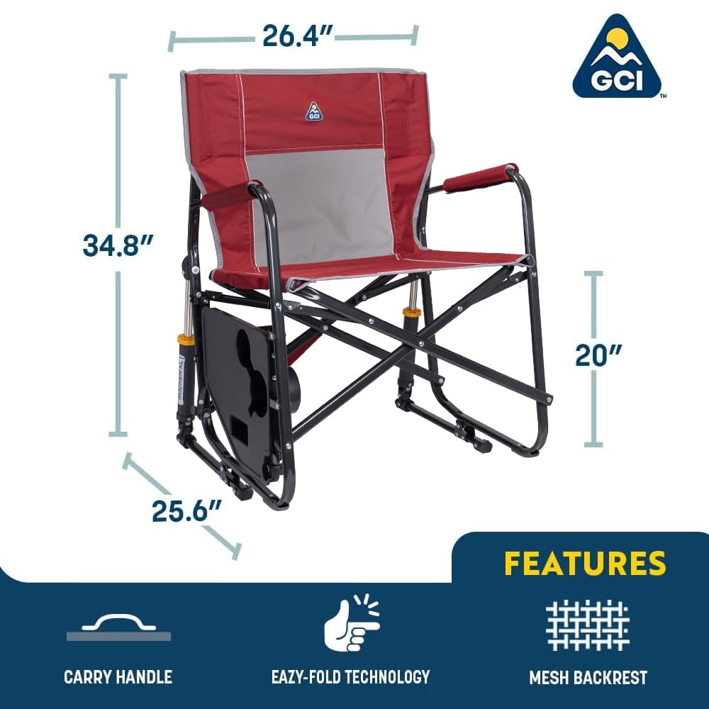 GCI Outdoor Freestyle Rocker XL with Side Table Camping Chair | Portable Folding Rocking Chair with Solid, Durable Armrests, Drink Holder & Comfortable Backrest — Black Father Jim Norris notebooks