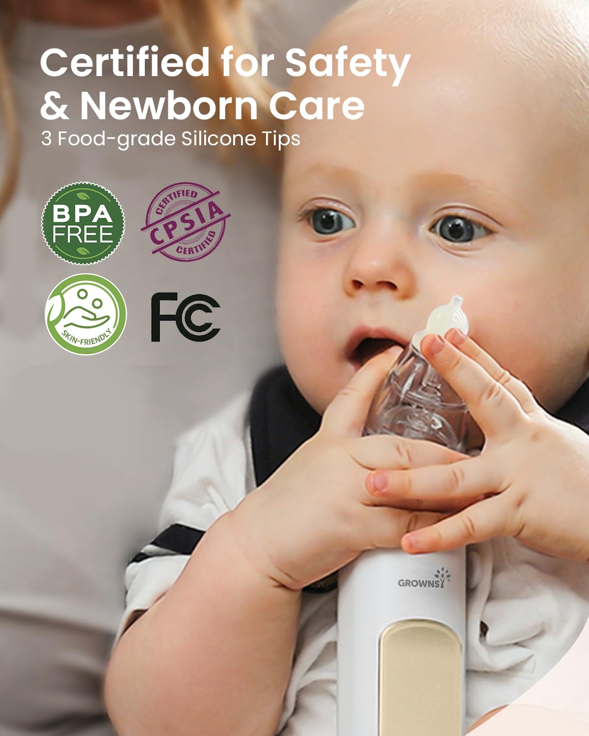 GROWNSY Baby Nasal Aspirator, Electric Nose Sucker, Powerful Suction,Grey