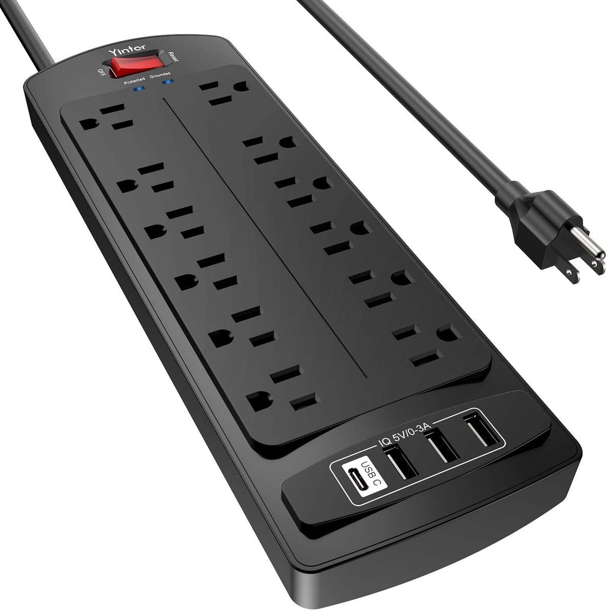 Yintar 6Ft Surge Protector Power Strip with 6 Outlets & 3 USB Ports, Black Father Jim Norris notebooks