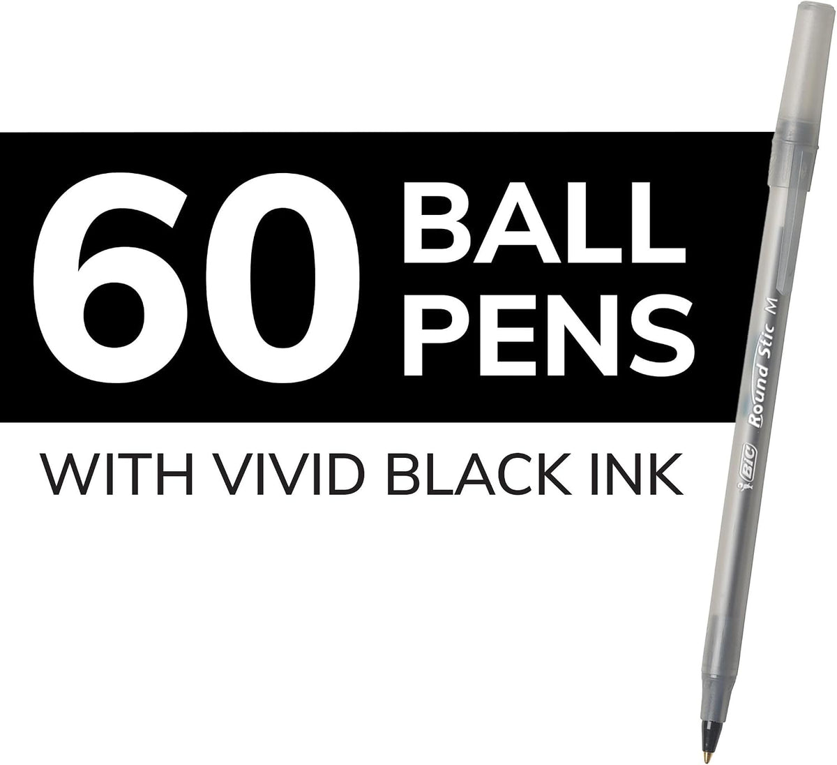BIC Round Stic Xtra Life Ballpoint Pen, Ultra Long Lasting and Consistent Ink Flow, 60-Count in Black Ink Father Jim Norris notebooks