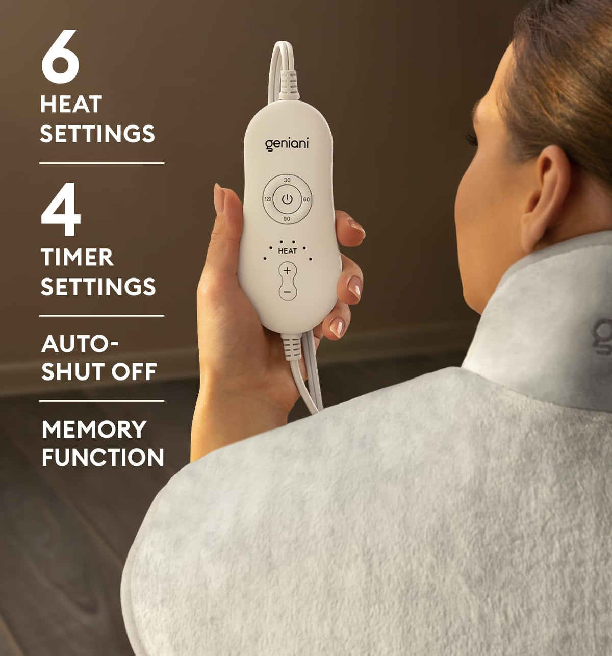 GENIANI XXL Heating Pad for Back Pain & Menstrual Pain Relief, Electric Throw Auto Shut Off,