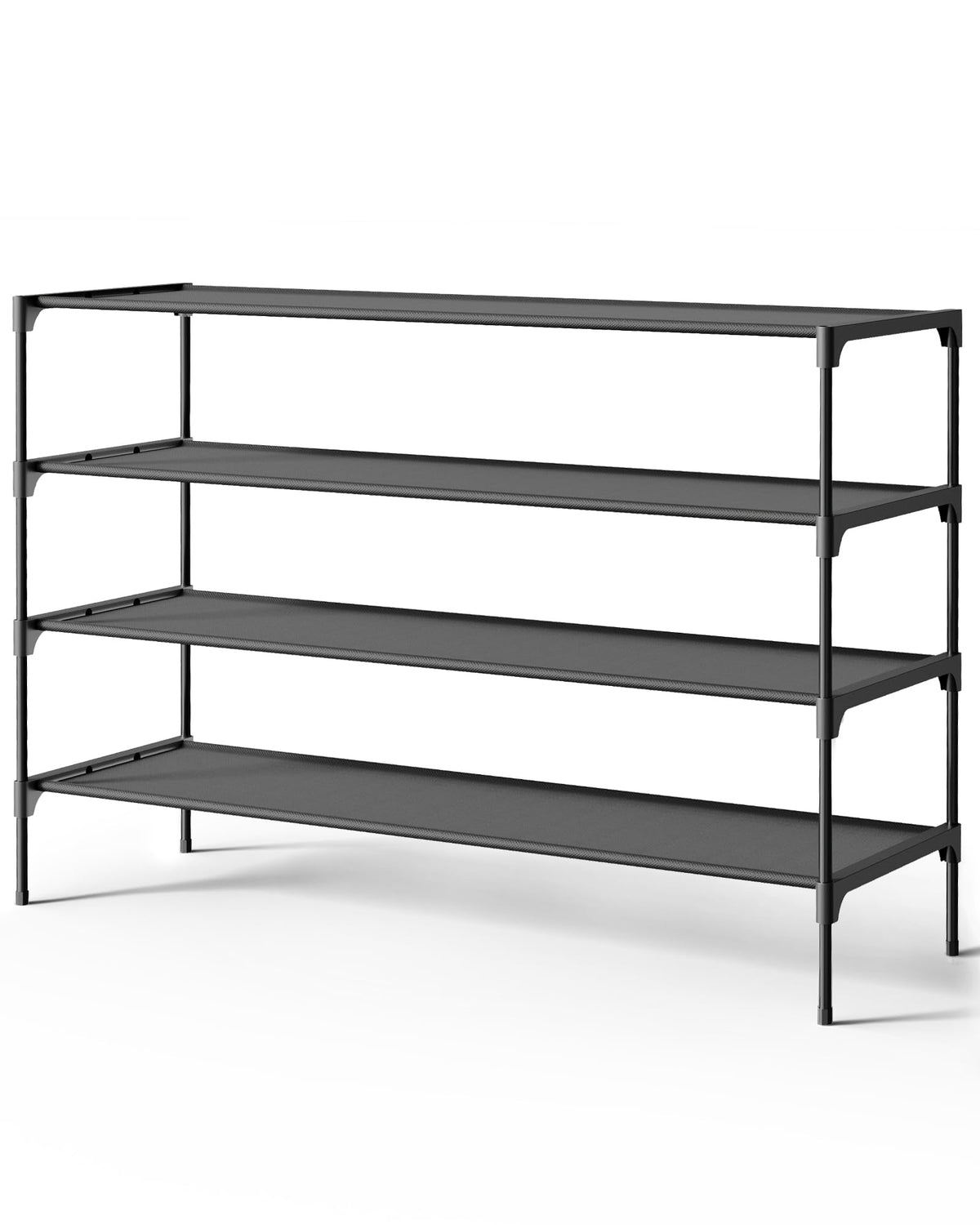 Kitsure Shoe Rack - Non-Woven Shoe Rack Shelf, Shoe Organizer for Closet, Entryway, Garage & Corridor, Stackable Shoe Shelves, 27.5" Wide - 2 Tier, Black