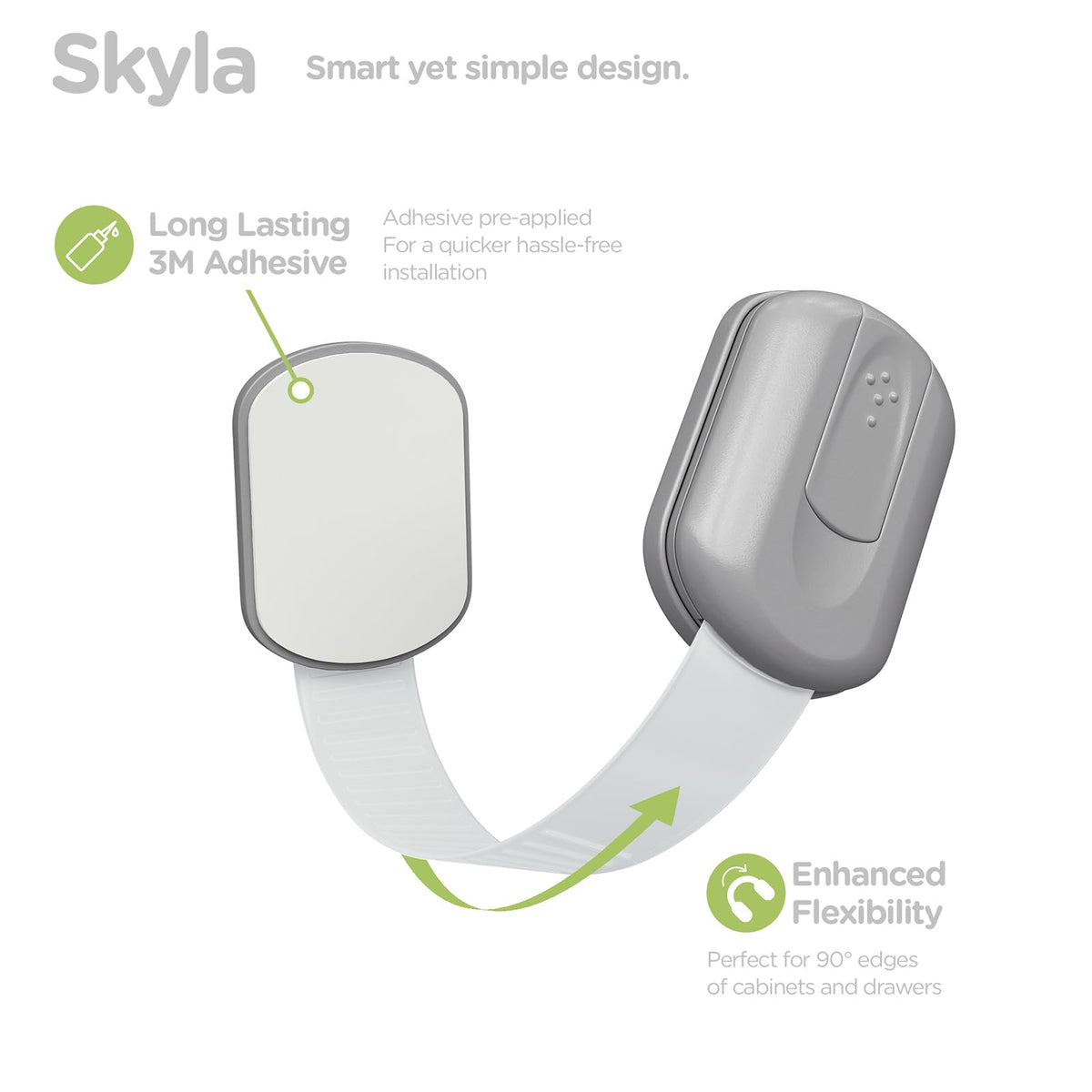 SKYLA HOMES Cabinet Strap Locks for Baby Proofing, 8 Pack, White