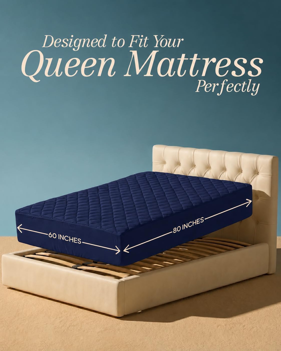 Queen Mattress Pad, Quilted Mattress Protector Topper fits 16" Deep Pocket