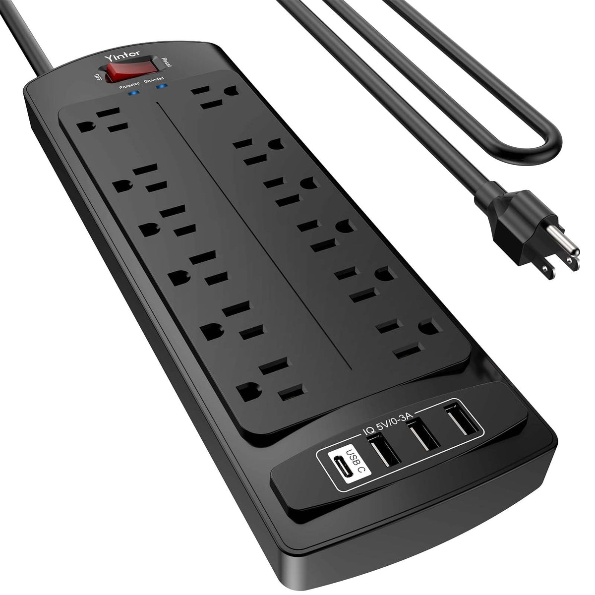 Yintar 6Ft Surge Protector Power Strip with 6 Outlets & 3 USB Ports, Black Father Jim Norris notebooks
