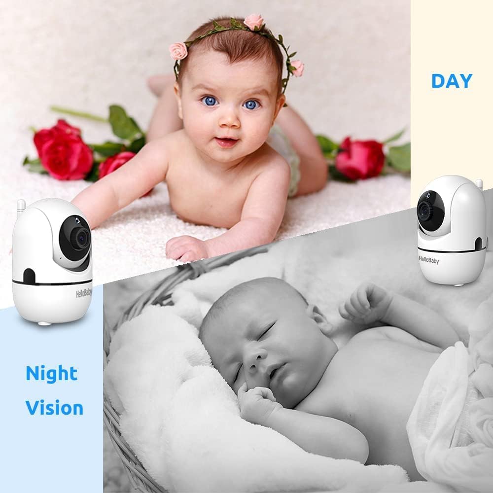 HelloBaby No WiFi Baby Monitor Camera and Audio HB6550, 5" Video Screen