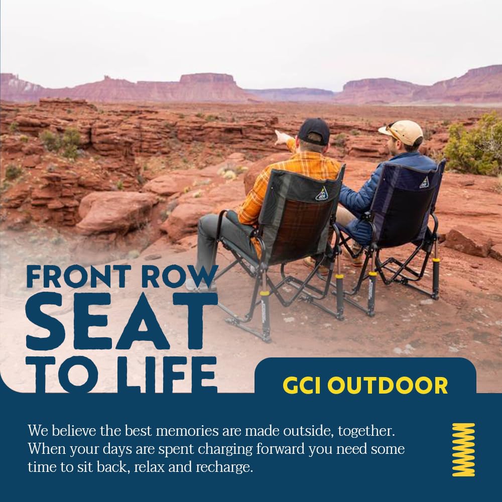 GCI Outdoor Freestyle Rocker XL with Side Table Camping Chair | Portable Folding Rocking Chair with Solid, Durable Armrests, Drink Holder & Comfortable Backrest — Black Father Jim Norris notebooks