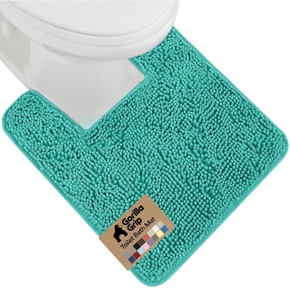 GORILLA GRIP Bath Rug Mat for Bathroom, Absorbent Chenille, 24x17 Gray