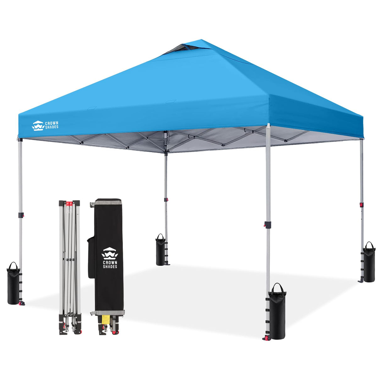 CROWN SHADES 10x10 Pop Up Canopy Tent with One Push Setup, Blue Father Jim Norris notebooks