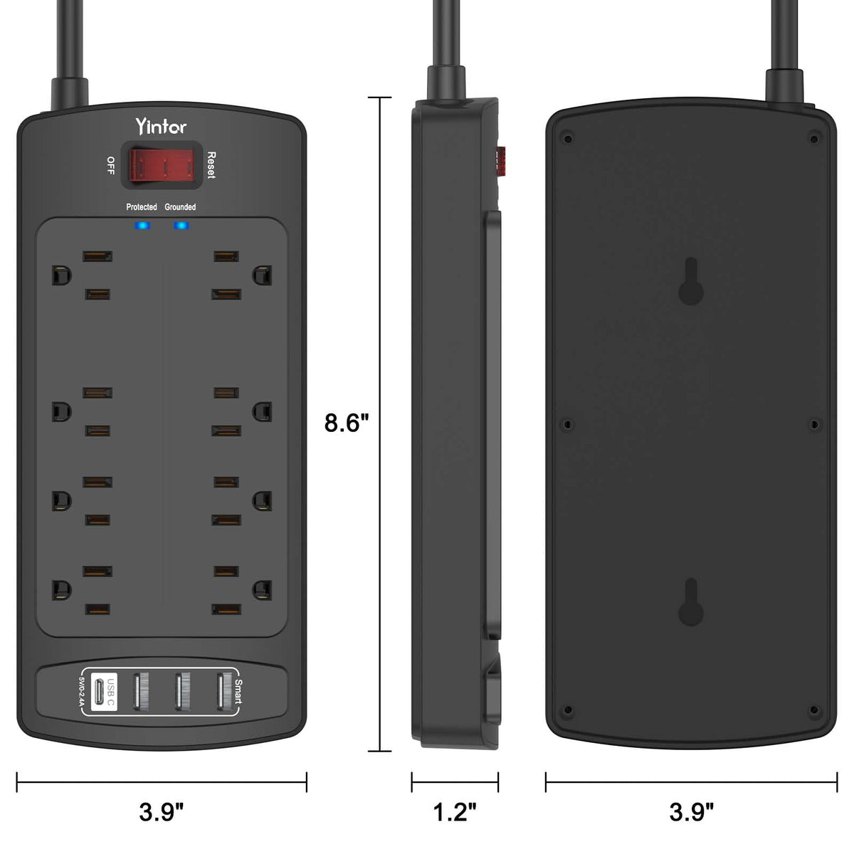 Yintar 6Ft Surge Protector Power Strip with 6 Outlets & 3 USB Ports, Black Father Jim Norris notebooks