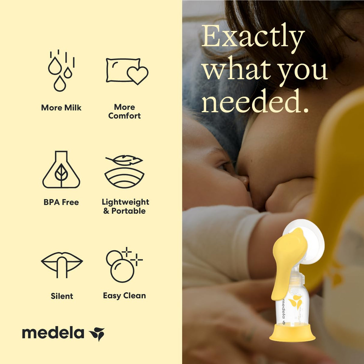 Medela Harmony Manual Breast Pump, On-the-Go, More Milk Output
