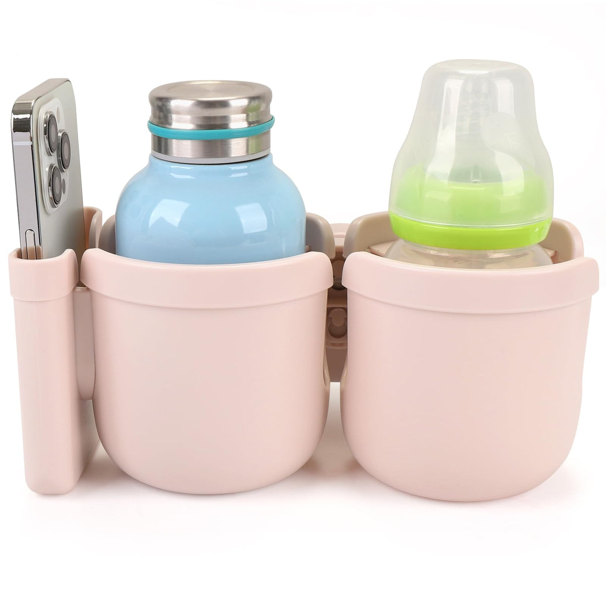 Accmor Stroller Cup Holder with Phone Holder, Bike Cup Holder, Walker Scooter Wheelchair Cup Holder Attachment, Universal Cup Holder for Uppababy Graco Strollers