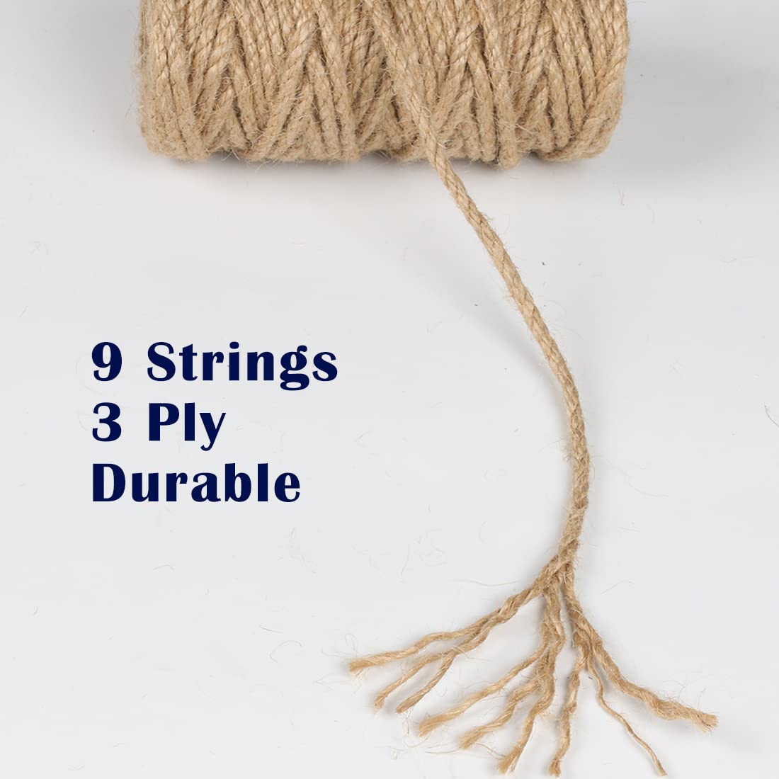 PerkHomy Natural Jute Twine 600 Feet Long Twine String for Crafts Gift Wrapping Packing Gardening Crochet Knitting Macrame Decor (Brown 2mm * 600feet)
