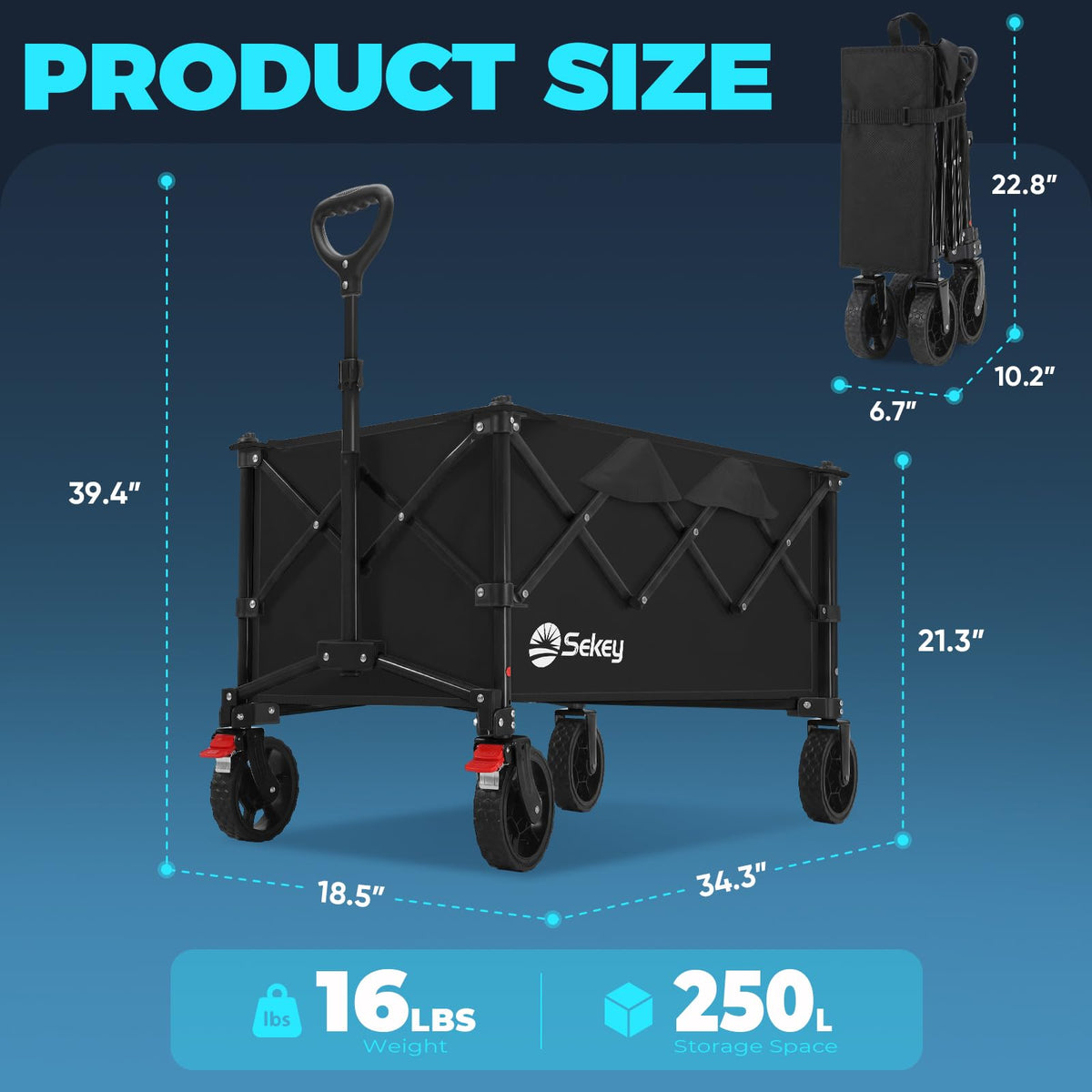 Sekey Lightweight Collapsible Wagon, 220 lb Capacity, Quick-Fold Cart Father Jim Norris notebooks