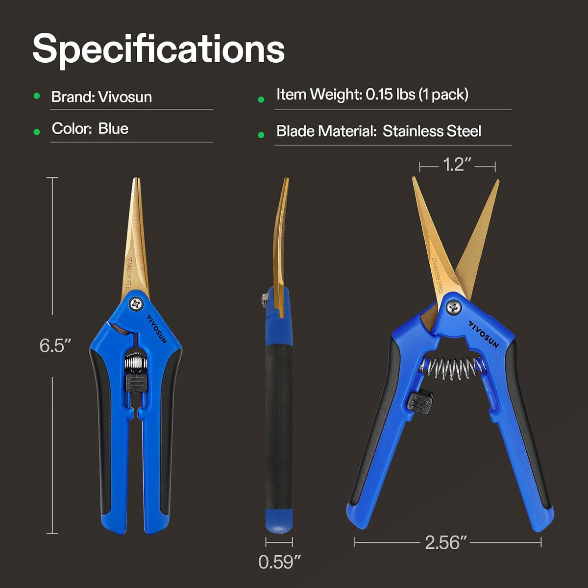 VIVOSUN 6.5 Inch Gardening Scissors Hand Pruner Pruning Shear with Straight Stainless Steel Blades Orange 1-Pack Father Jim Norris notebooks