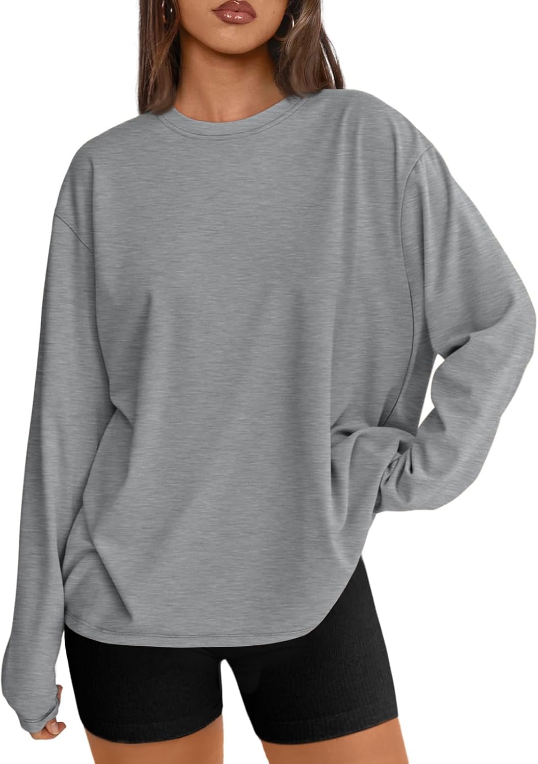 Trendy Queen Womens Oversized Long Sleeve Shirts Fall Tops 2026 Basic Tee