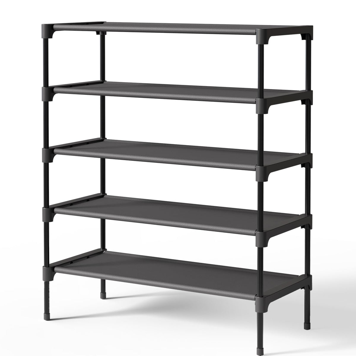 Kitsure Shoe Rack - Non-Woven Shoe Rack Shelf, Shoe Organizer for Closet, Entryway, Garage & Corridor, Stackable Shoe Shelves, 27.5" Wide - 2 Tier, Black