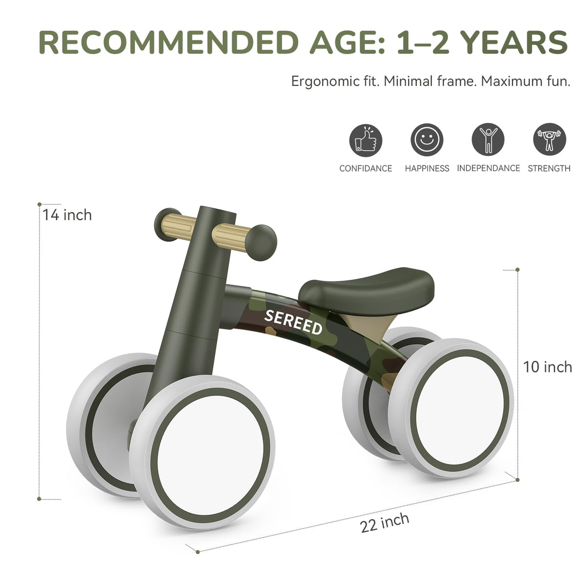 SEREED Baby Balance Bike for 1 Year Old Boy Girl, First Birthday Gift Toy