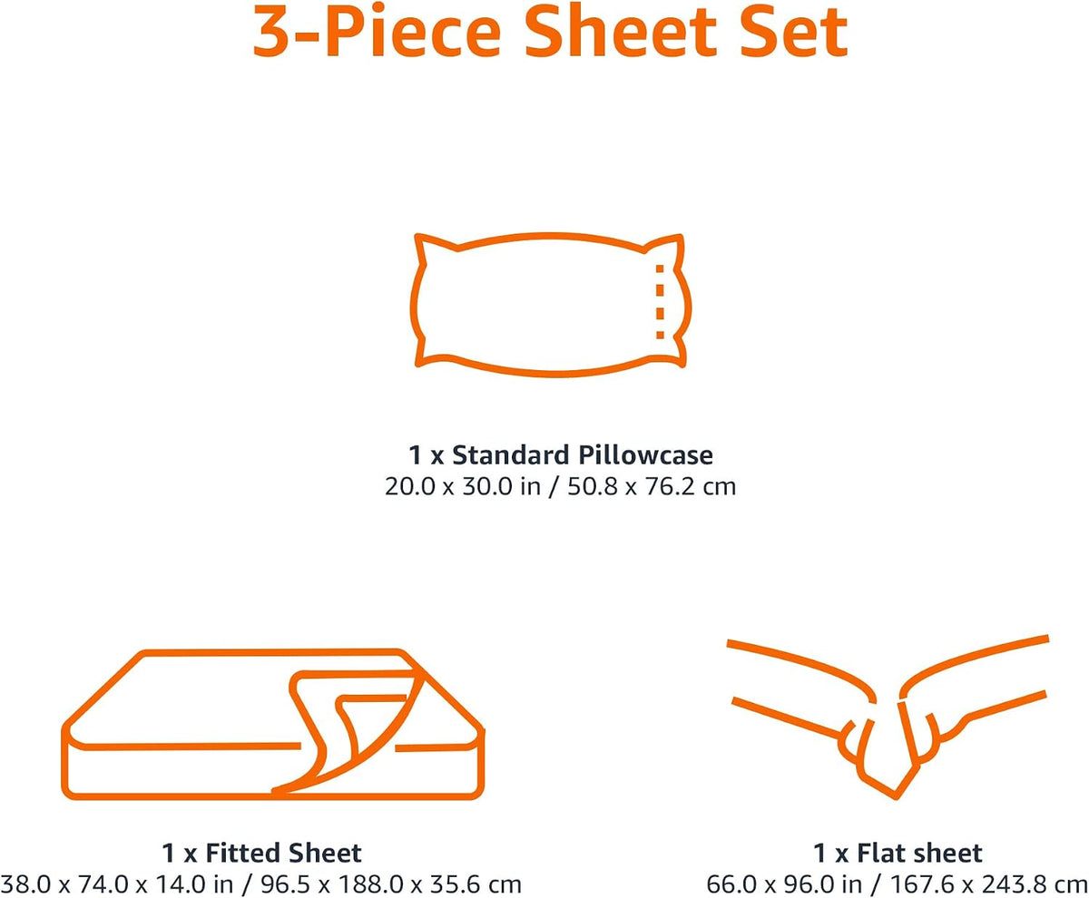 Amazon Basics Lightweight Super Soft Breathable Wrinkle-Resistant Microfiber 4-Piece Bed Sheet Set