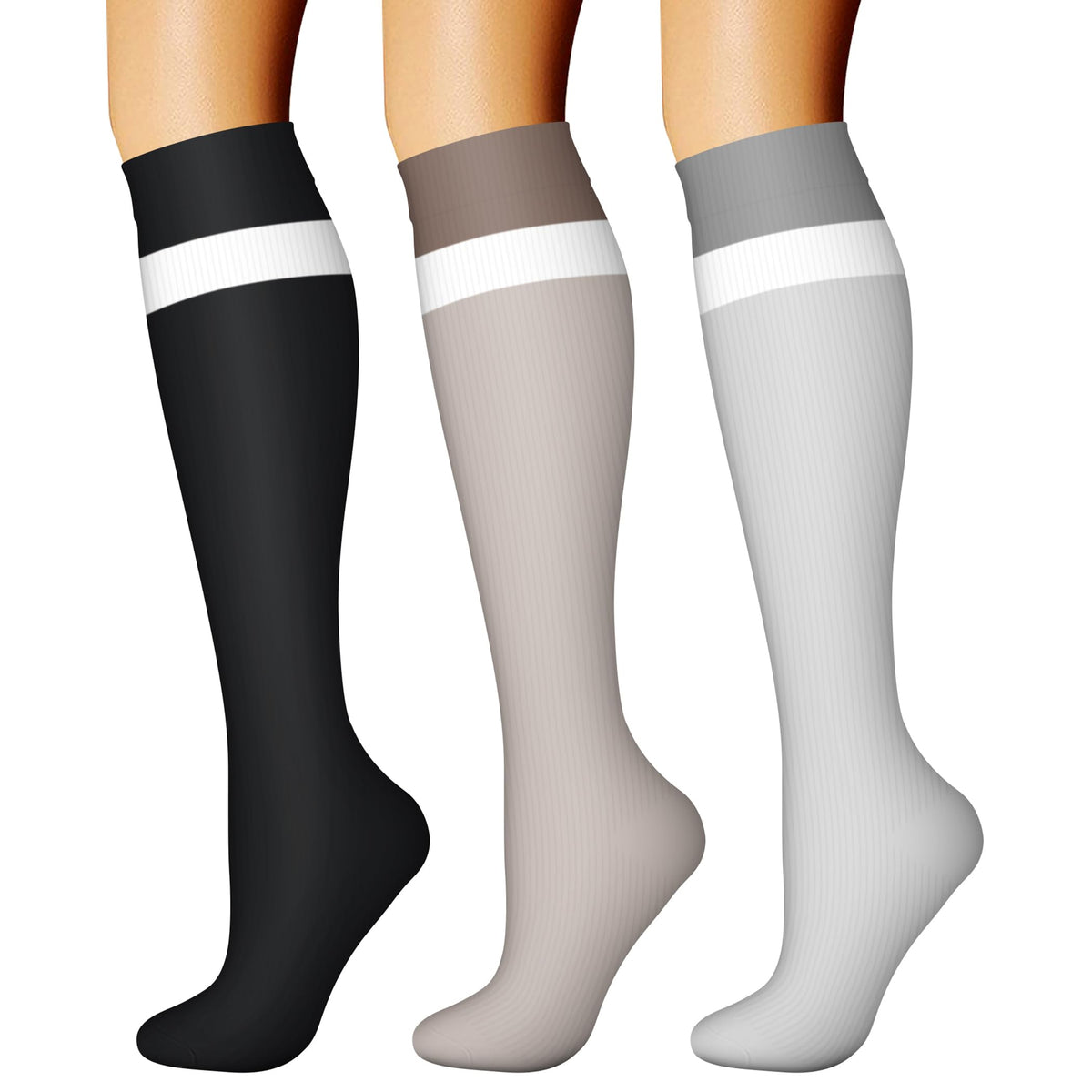 CHARMKING Compression Socks for Women & Men Circulation (3 Pairs) 15-20 mmHg is Best Support for Athletic Running Cycling