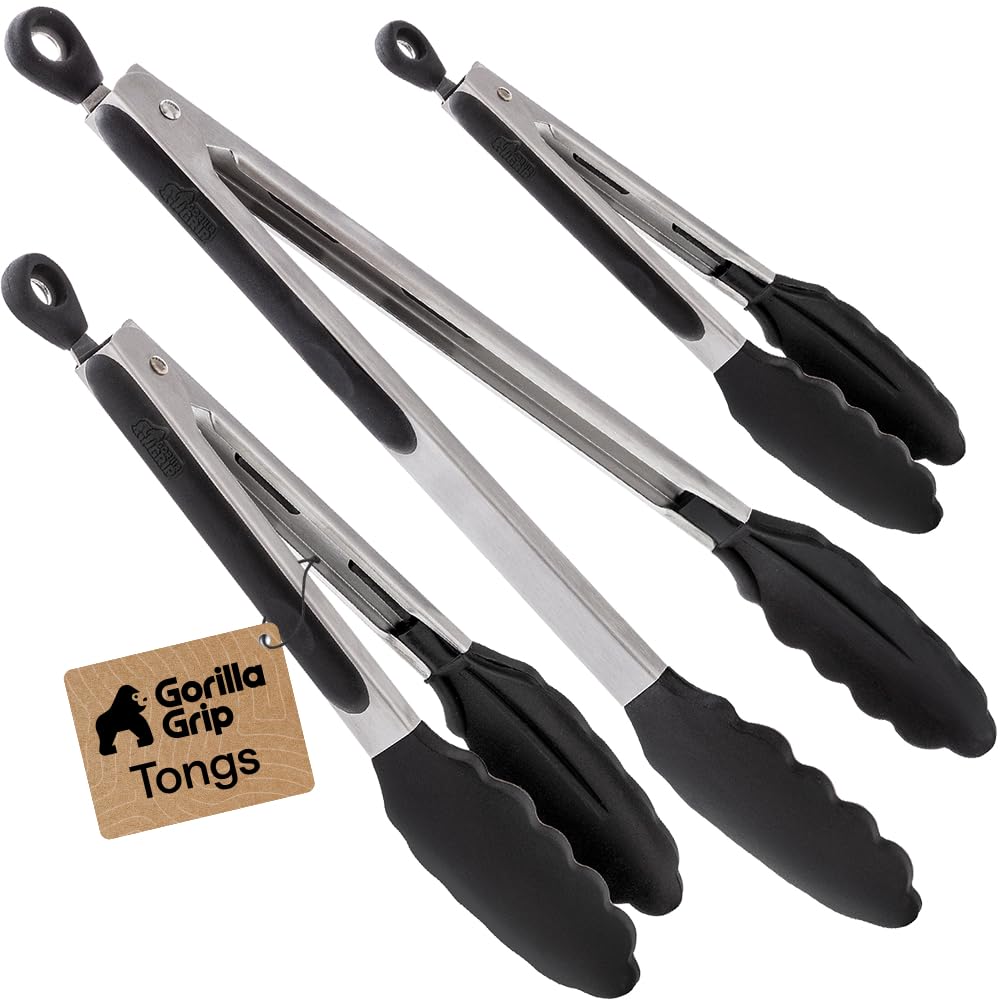 GORILLA GRIP Stainless Steel Kitchen Tongs for Cooking, 2 PK, Turquoise Father Jim Norris notebooks