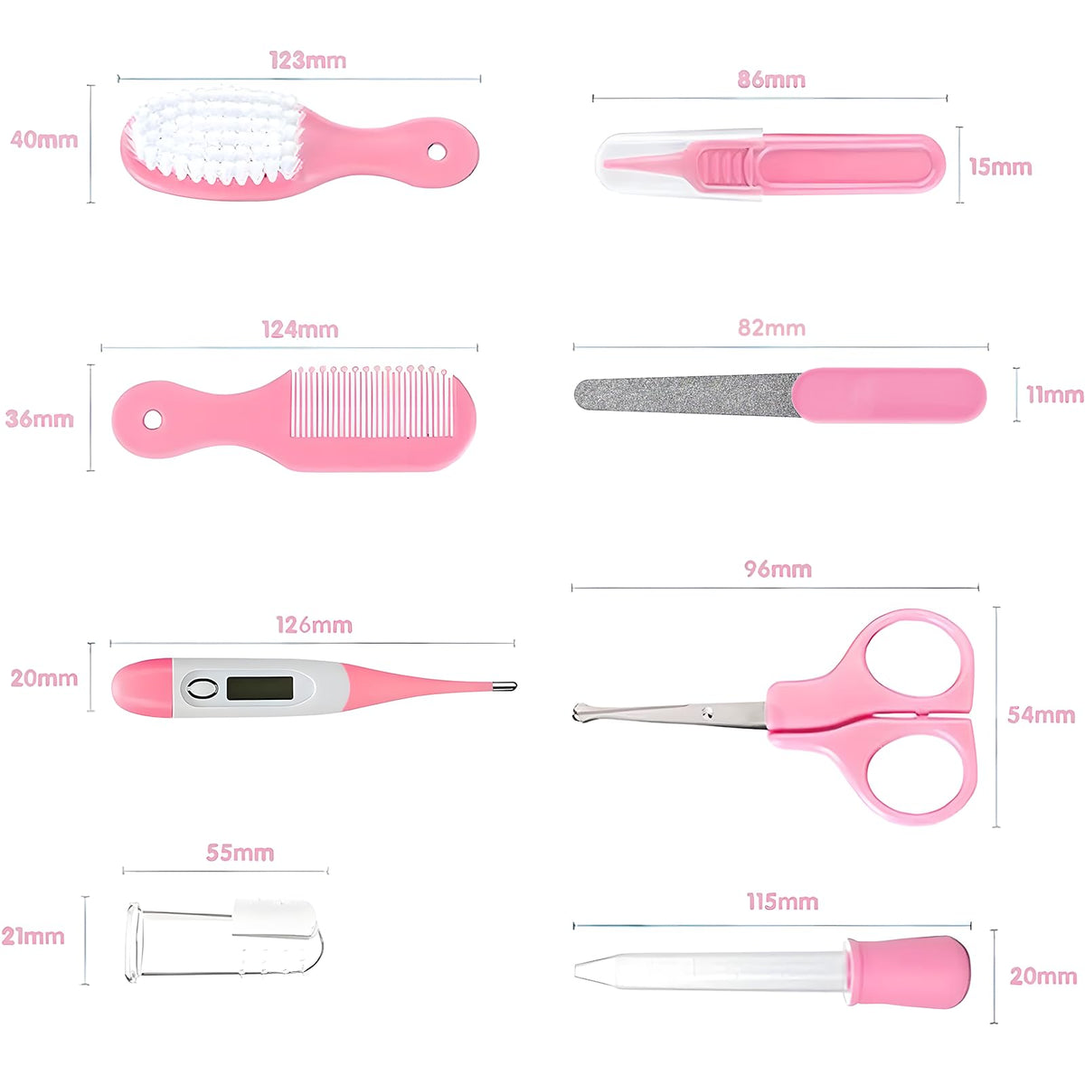 Baby Grooming Kit, Infant Safety Care Set with Hair Brush Comb Nail Clipper Nasal Aspirator,Baby Essentials Kit for Newborn Girls Boys (Grey White)