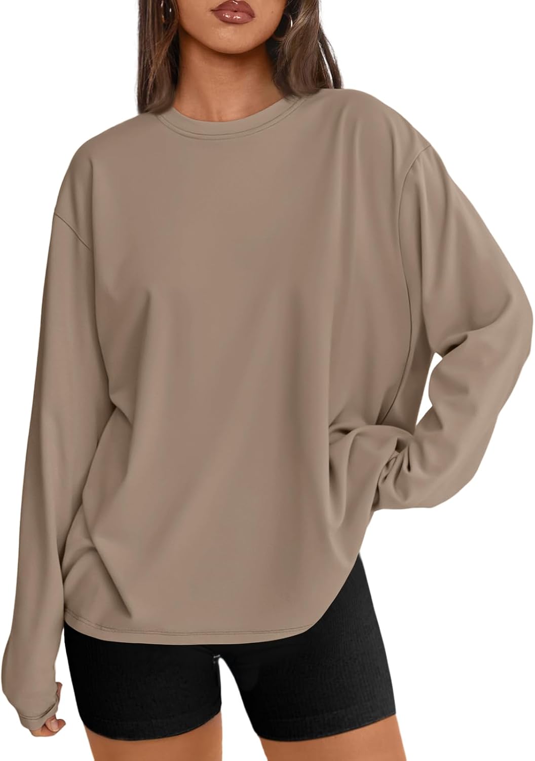 Trendy Queen Womens Oversized Long Sleeve Shirts Fall Tops 2026 Basic Tee