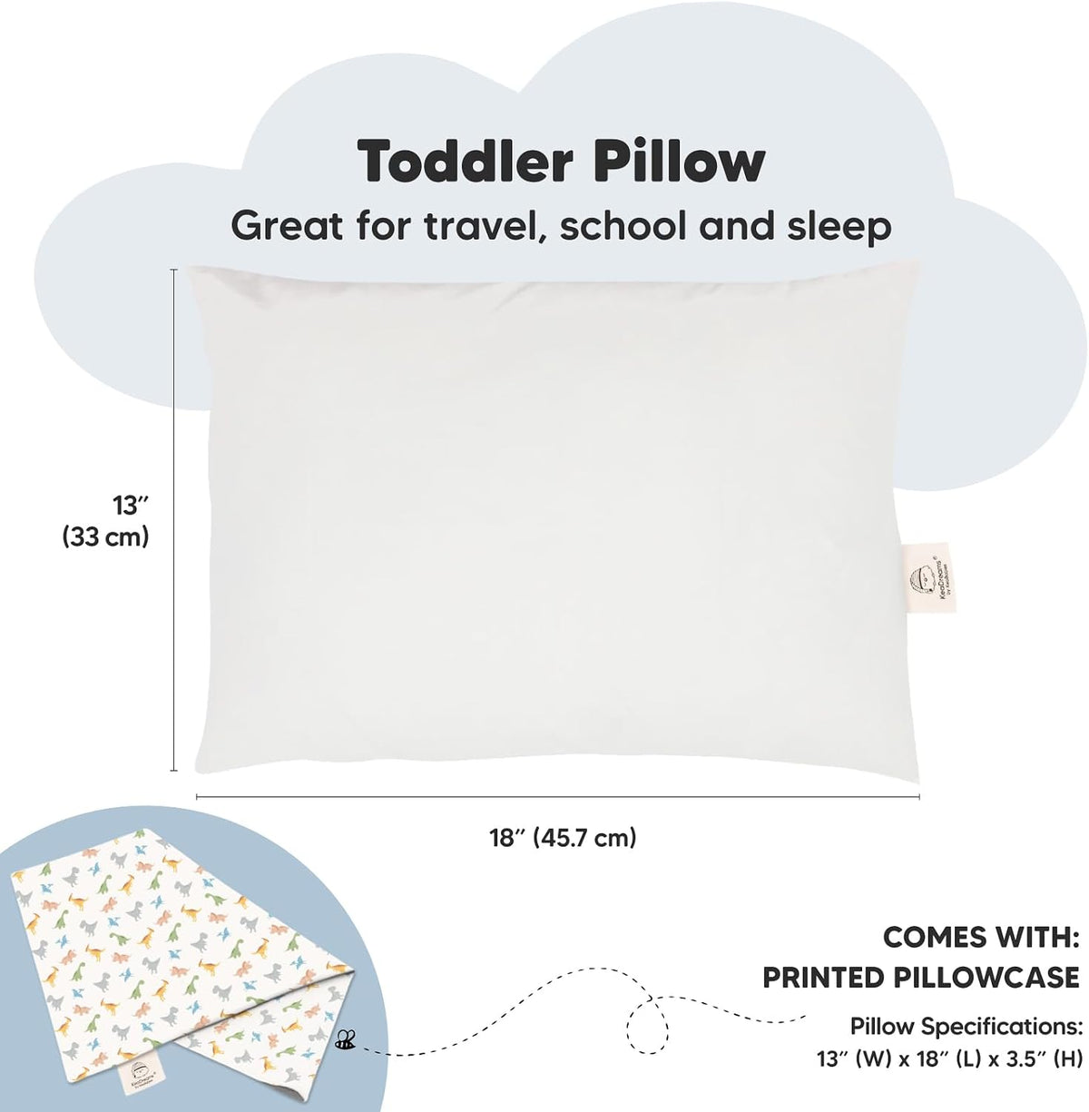 Toddler Pillow with Pillowcase, 13x18 My Little Dreamy Pillow (ABC Land)