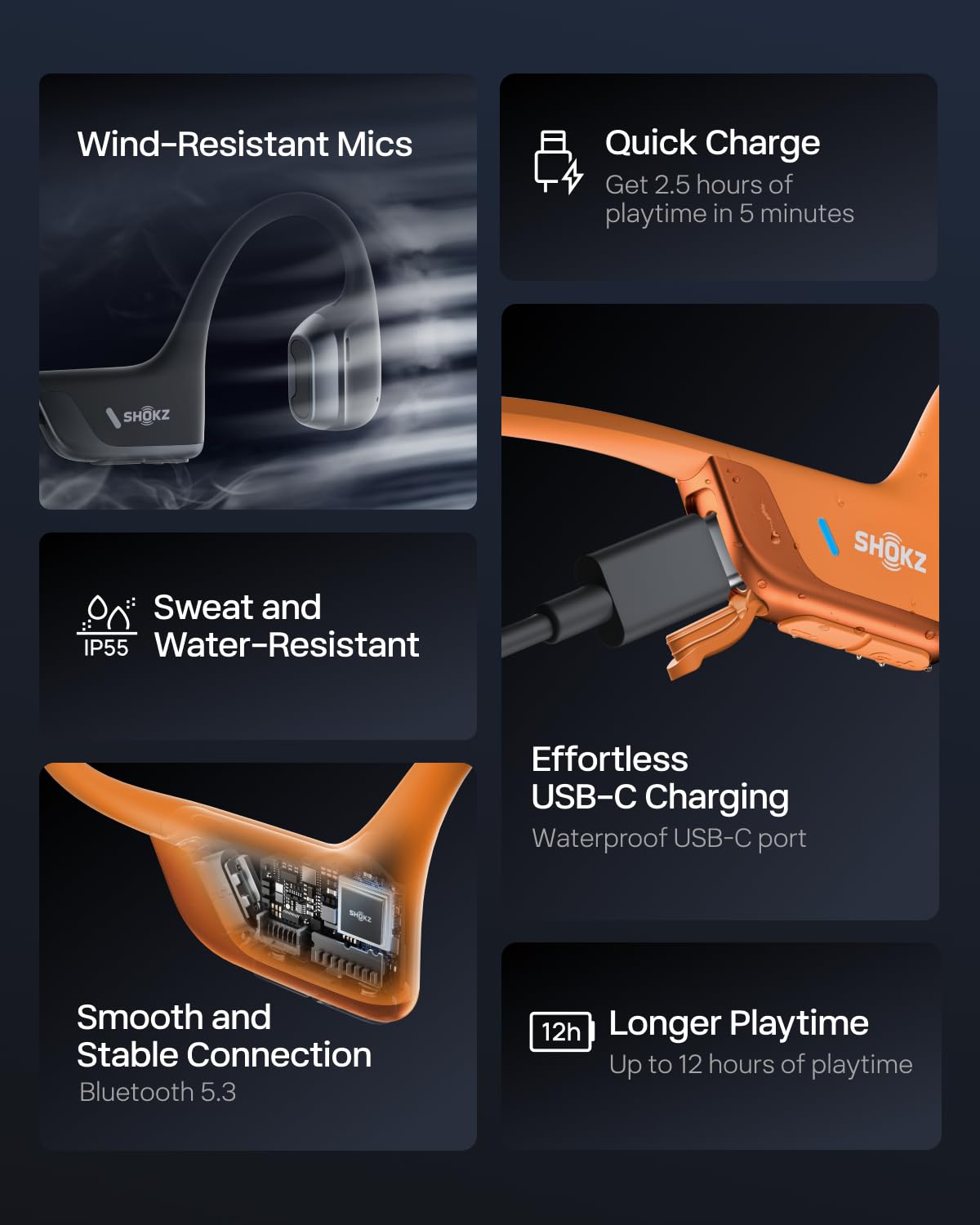 SHOKZ OpenRun Pro 2 Bone Conduction Bluetooth Sport Headphones, Black Father Jim Norris notebooks