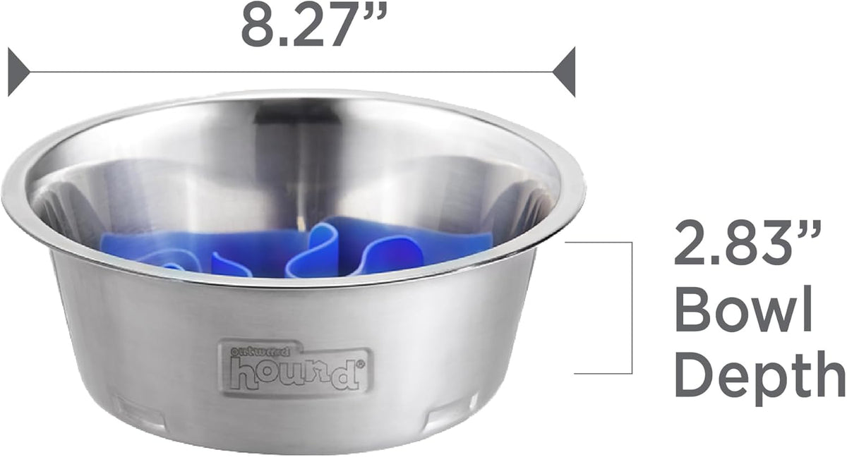 Outward Hound Fun Feeder Slo Bowl Dog Slow Feeder, Notch, Sage, 11.8"