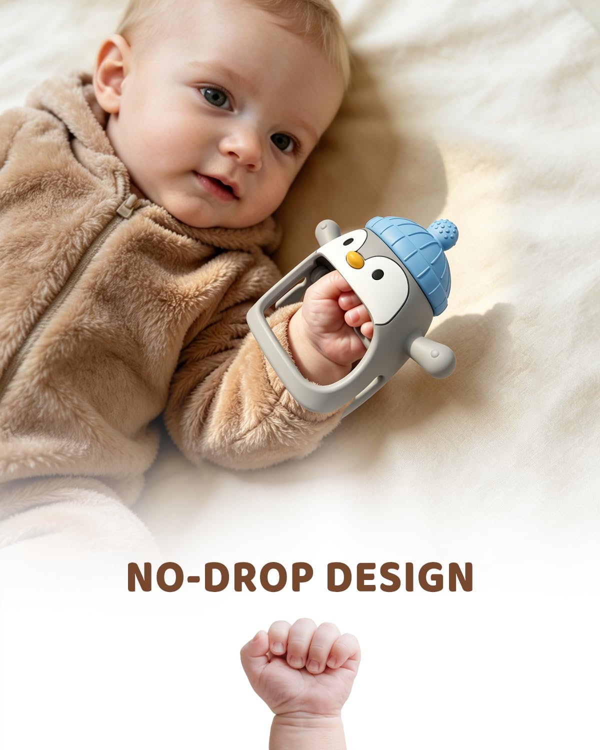ChooKaChoo 2 Pack Baby Teething Toy Silicone Teething Mitten for Babies Over 3 Months Anti Dropping Wrist Hand Teethers Baby Chew Toys for Sucking Needs, BPA Free