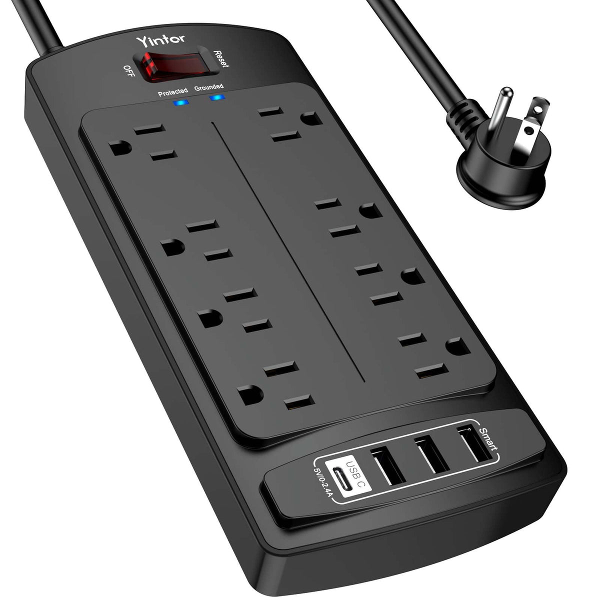 Yintar 6Ft Surge Protector Power Strip with 6 Outlets & 3 USB Ports, Black Father Jim Norris notebooks