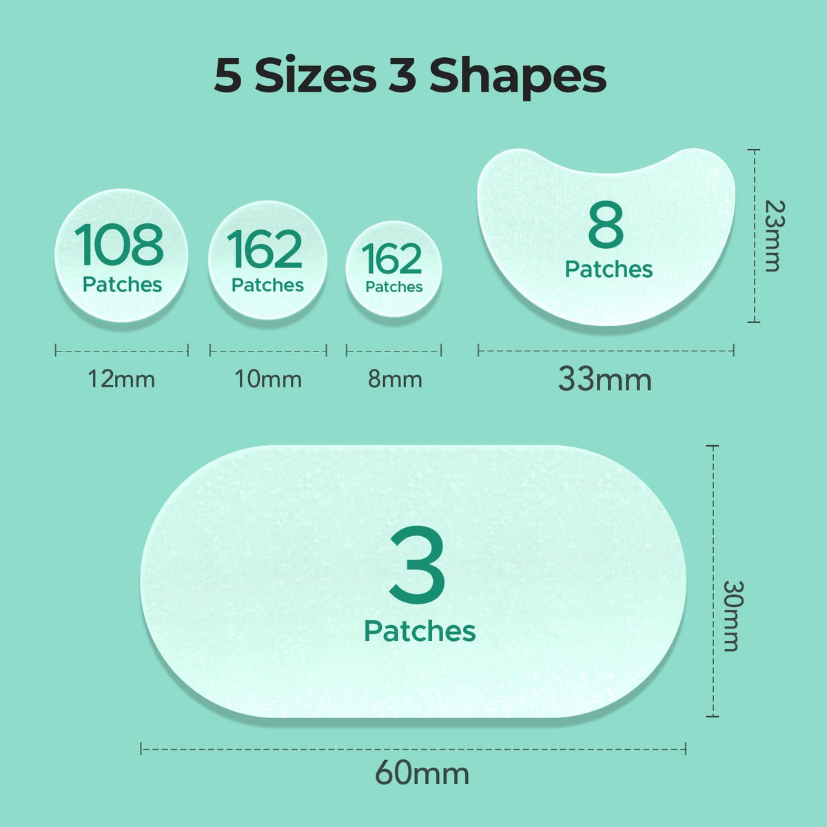 TKTK Large Hydrocolloid Pimple Patches for Acne Breakouts, 4 Big Sizes