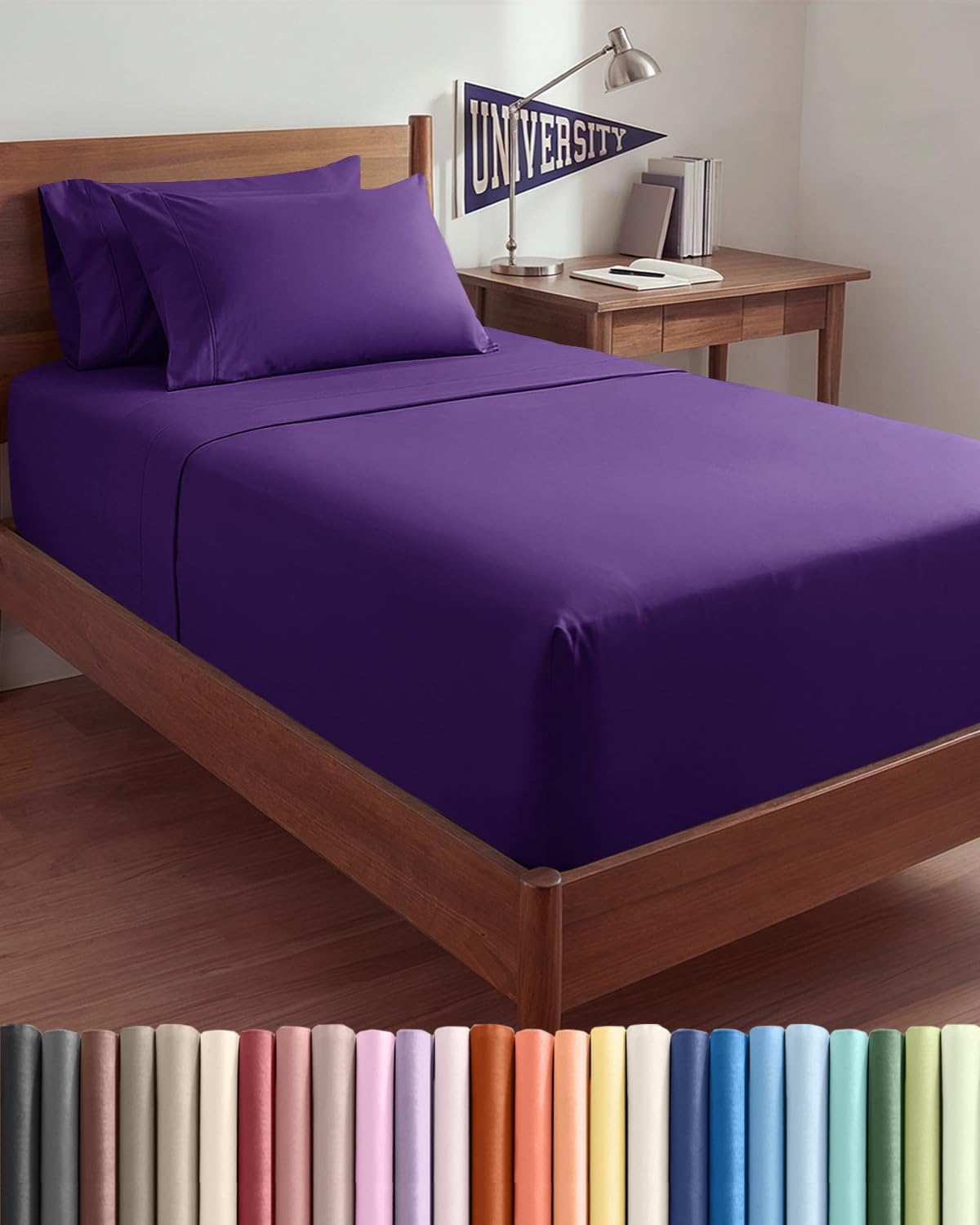 CGK Extra Deep Twin XL Sheet Set - 4pc College Dorm Room - Coral