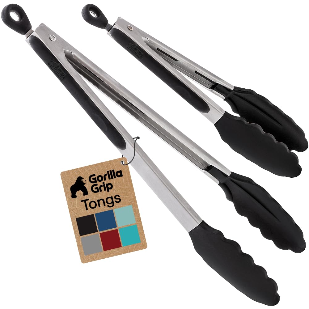 GORILLA GRIP Stainless Steel Kitchen Tongs for Cooking, 2 PK, Turquoise Father Jim Norris notebooks