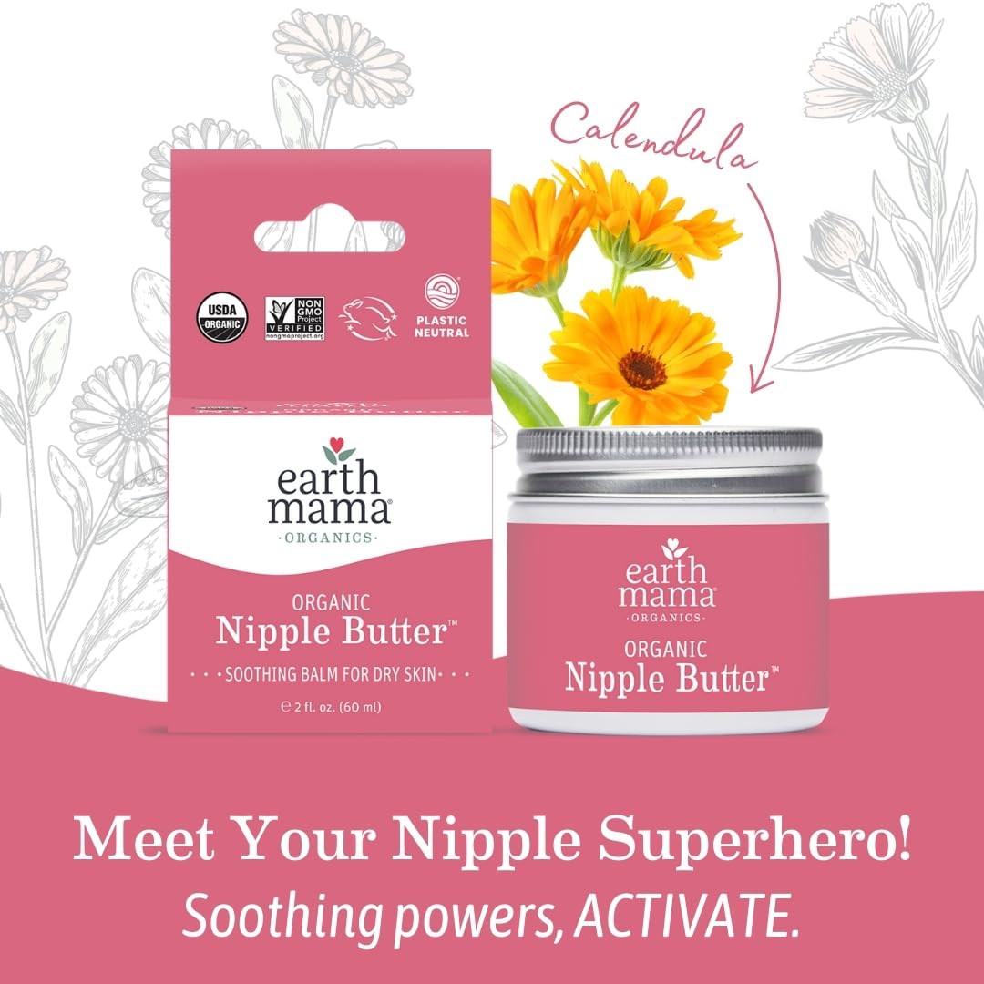 Earth Mama Organic Nipple Butter, Lanolin-Free Breastfeeding Cream, 2 fl oz